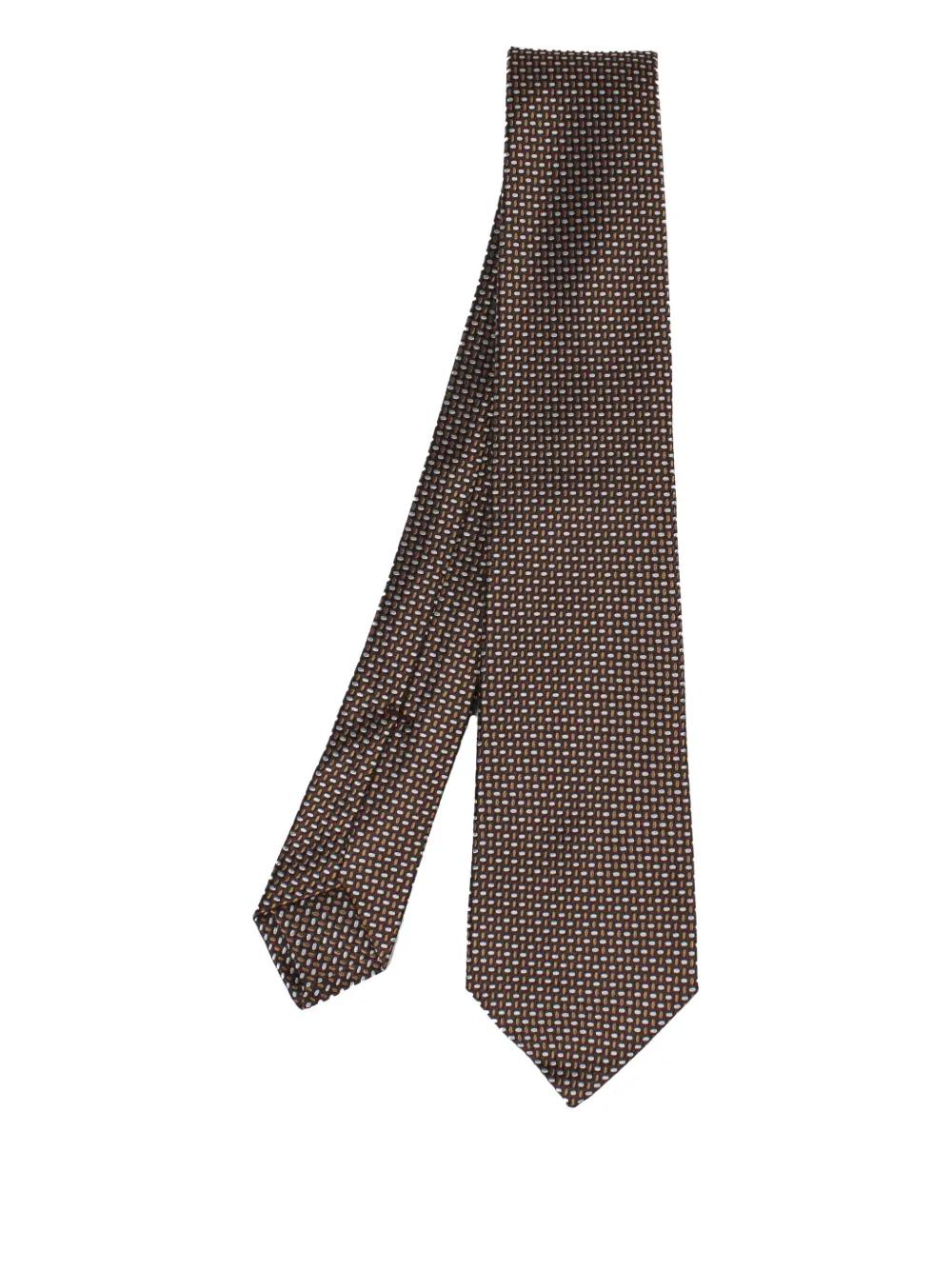 Kiton patterned silk tie | Brown | Image 1
