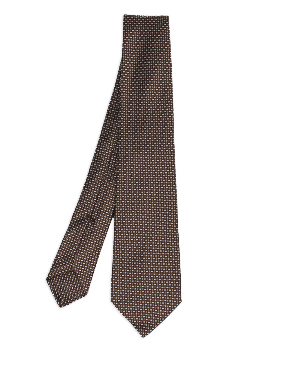 Kiton patterned silk tie | Brown | Image 1