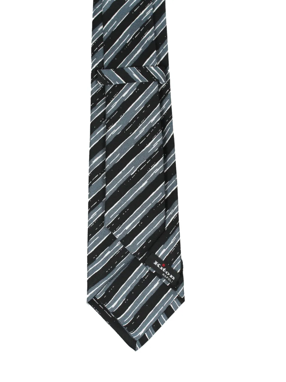 Kiton striped-pattern silk tie - Zwart