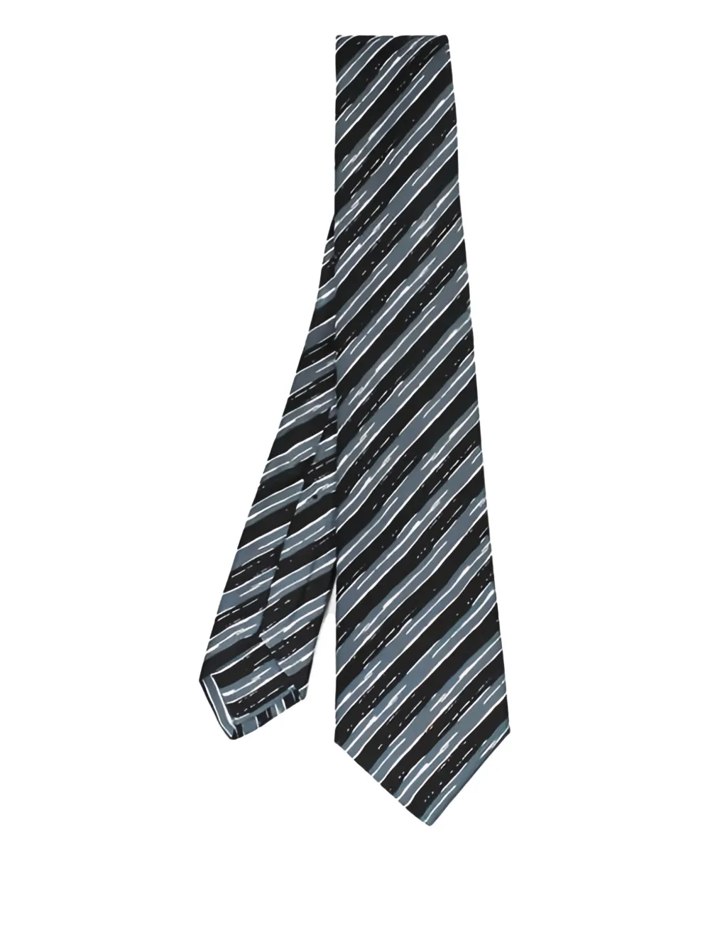 Kiton striped-pattern silk tie | Black | Image 1