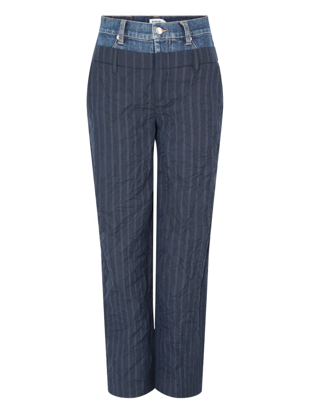 Simkhai Ophelia Double-waistband Striped Trousers In Blue