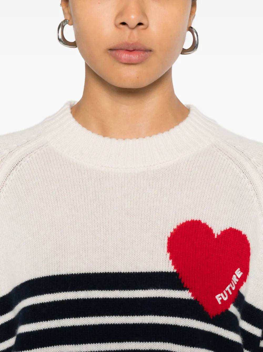 From Future Striped Heart-motif Sweater In White