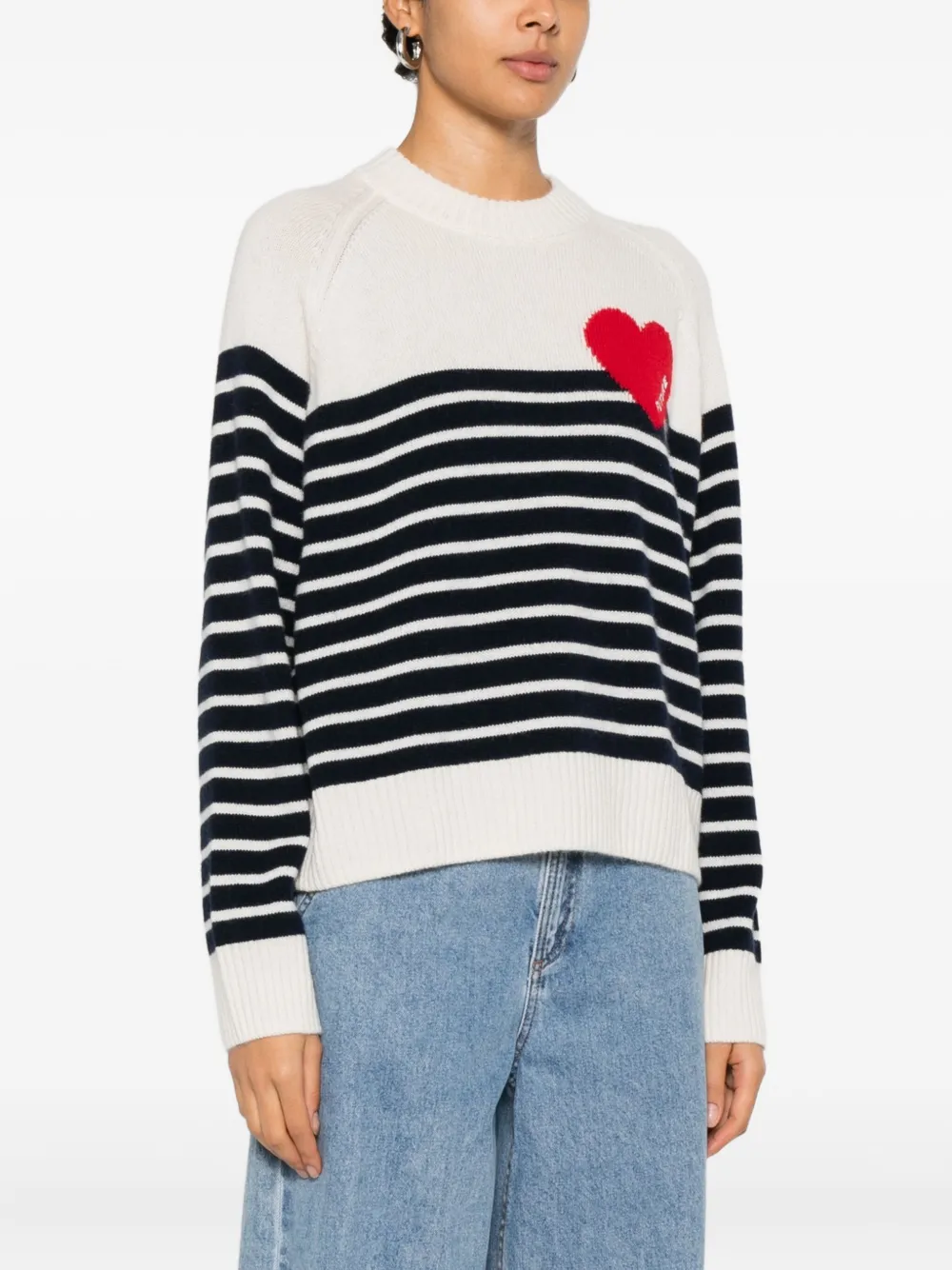 From Future Striped Heart-motif Sweater In White