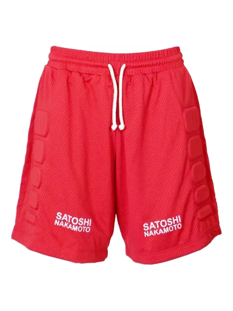 SATOSHI NAKAMOTO mesh moto shorts