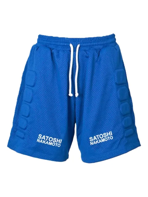 SATOSHI NAKAMOTO mesh moto shorts
