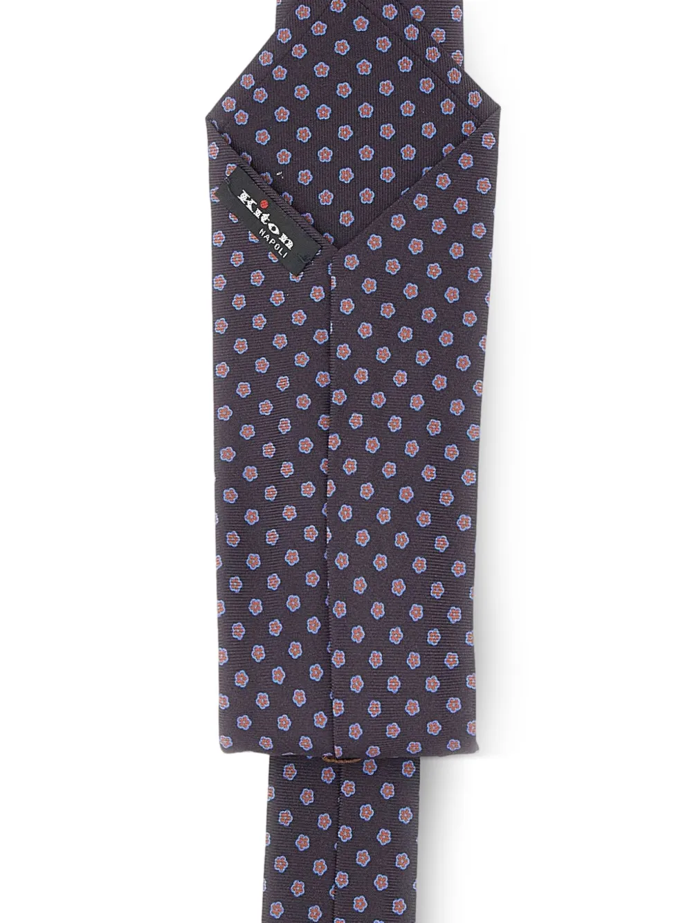 Kiton Zijden stropdas met patroon Grijs