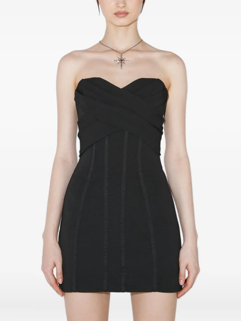 MISBHV vestido corto estilo corset strapless | negro | Image 1