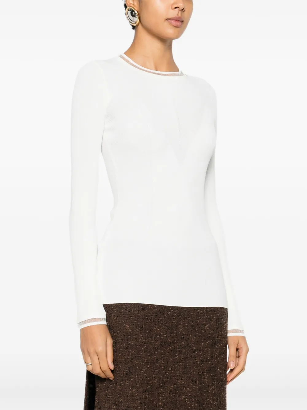 Elisabetta Franchi Geribbelde top Beige