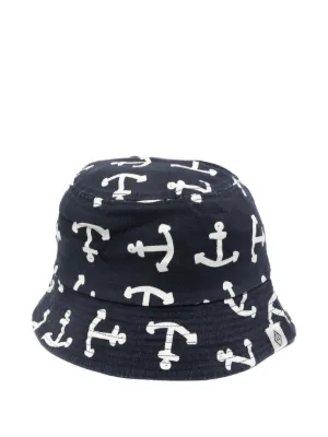 Marc Jacobs Navy and Gray Logo-Print Bucket Hat Marc Jacobs Monogram Bucket Hat In Blue - 50% Off | Editorialist main image 3