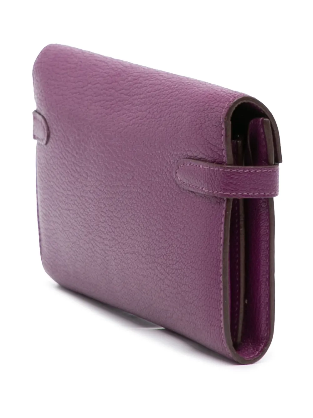 Pre-owned Hermes 2014 Chevre Mysore Leather Kelly Wallet Long Wallets In Purple