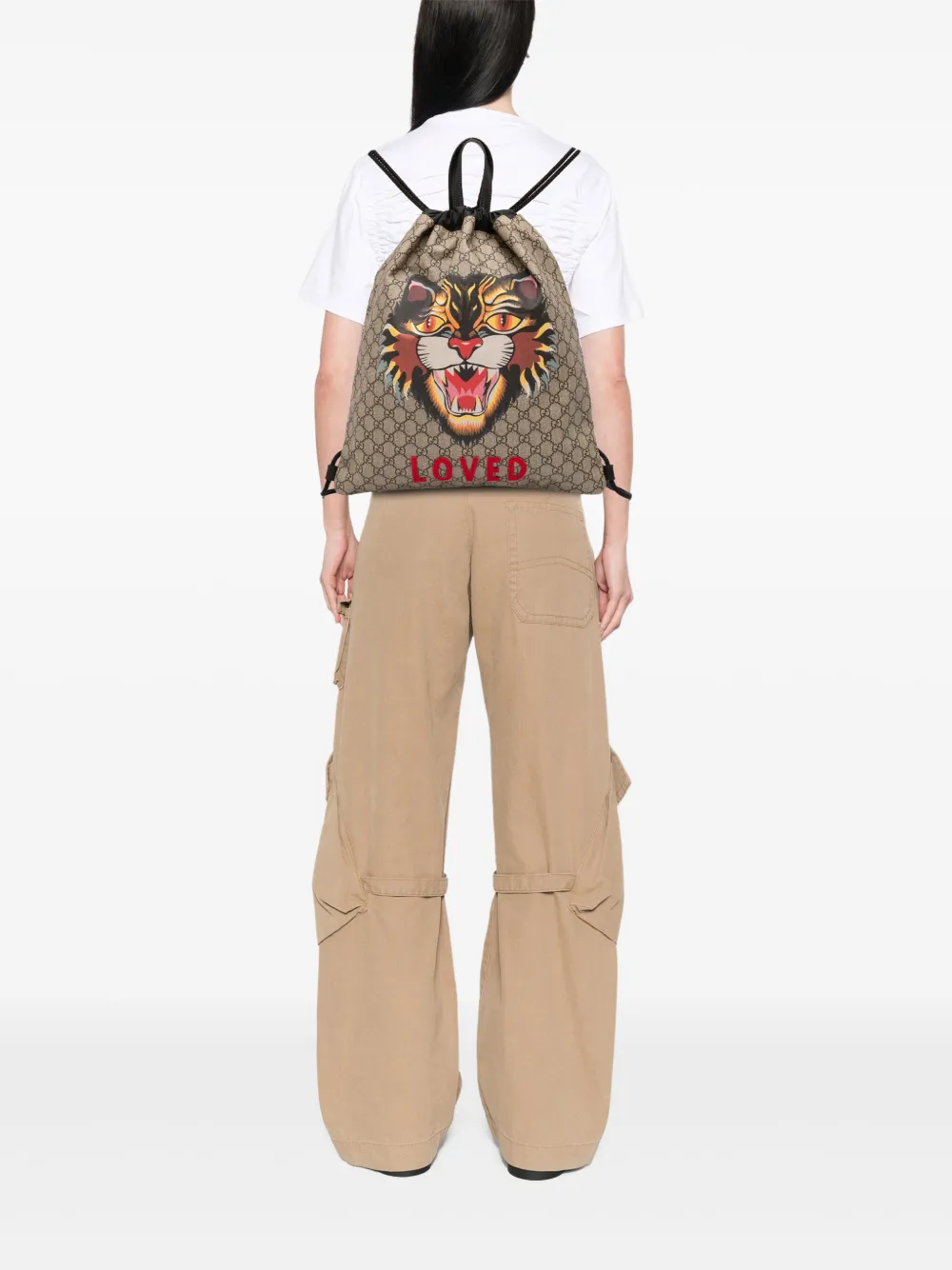 Gucci Pre-Owned 2016-2025 GG Supreme Angry Cat Drawstring backpack | Pre-Owned | Image 2