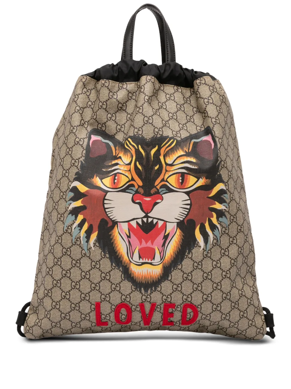Gucci Pre-Owned 2016-2025 GG Supreme Angry Cat Drawstring backpack | Brown | Image 1