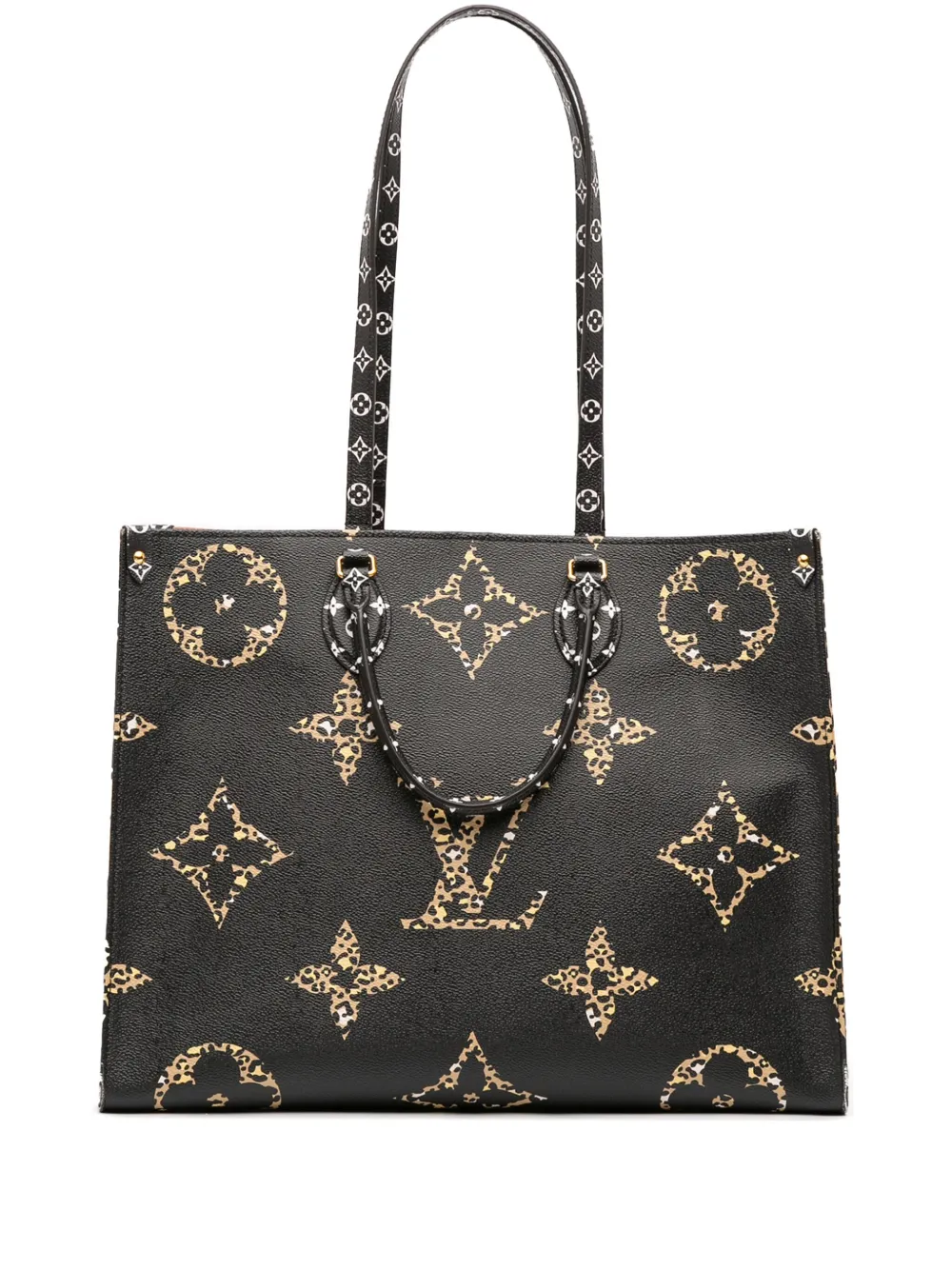 Pre-owned Louis Vuitton 2019 Monogram Giant Jungle Onthego Gm Satchel In Black