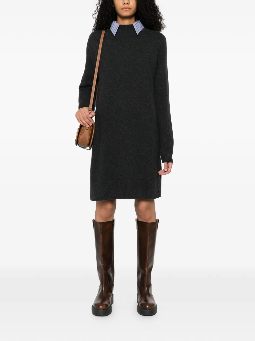 Barbour International crew-neck midi knitted dress - Grijs