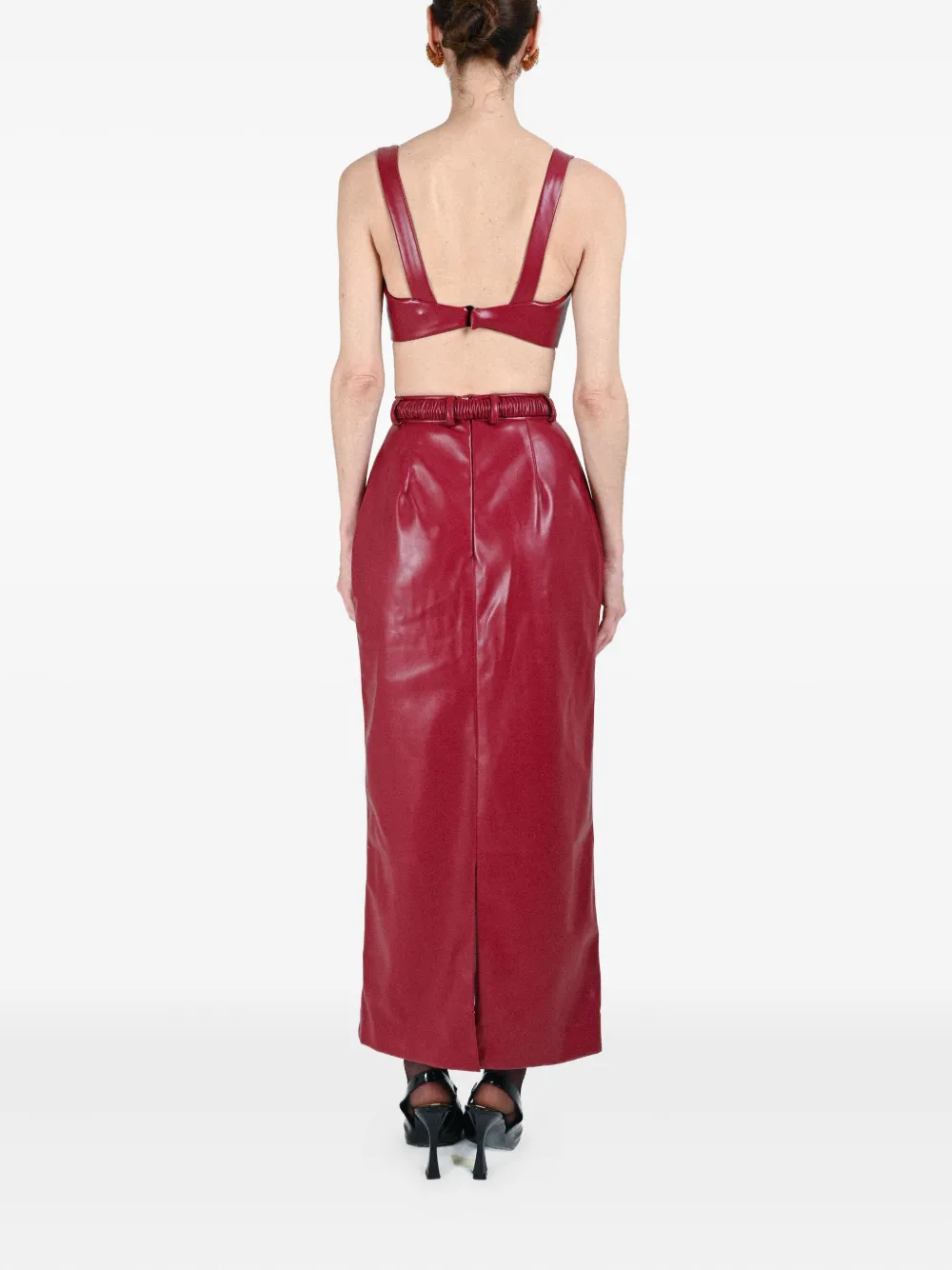Rowen Rose Matching Belt Skirt In Red