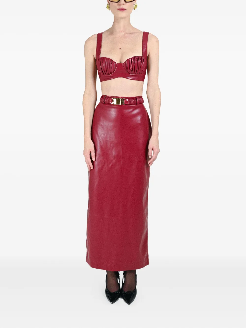 Rowen Rose Matching Belt Skirt In Red
