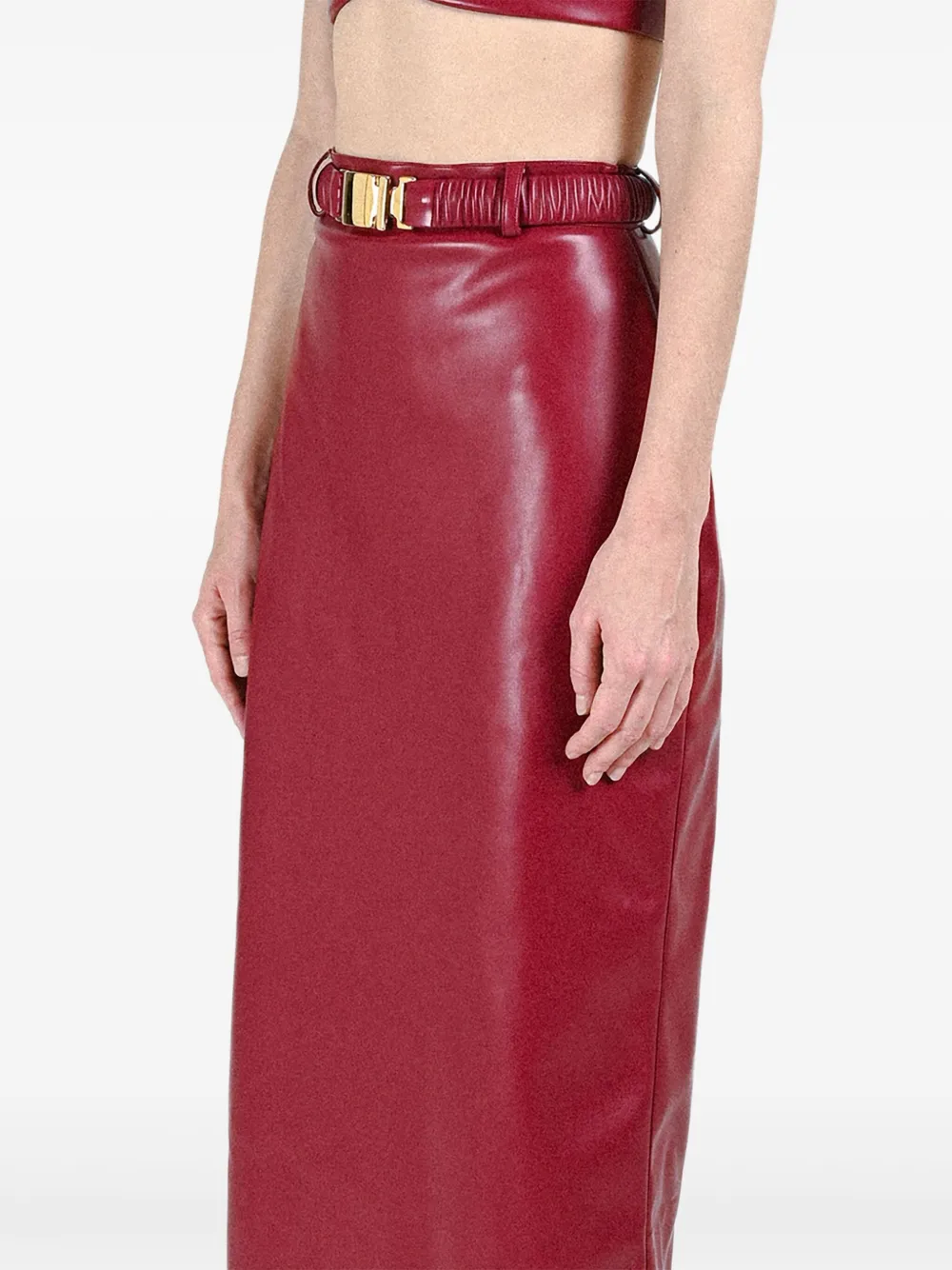 Rowen Rose Matching Belt Skirt In Red