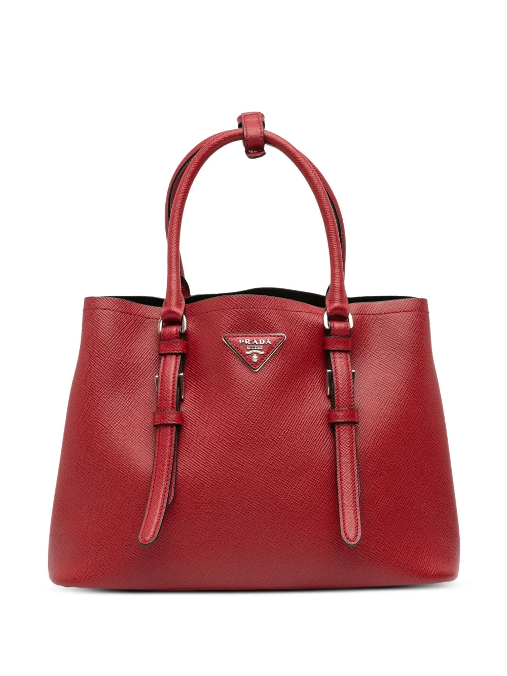 Prada Pre-Owned 2000-2025 スモール サフィアーノキュイル ダブルハンドル サッチェルバッグ - レッド Prada Pre-Owned 2000-2025 スモール サフィアーノキュイル ダブルハンドル サッチェルバッグ - レッド