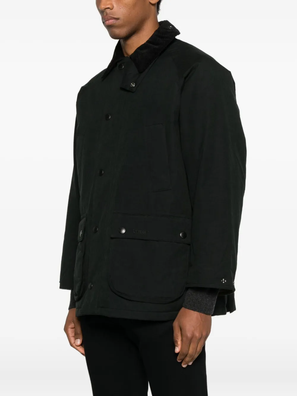 Barbour Bedale Padded Corduroy-collar Jacket In Black