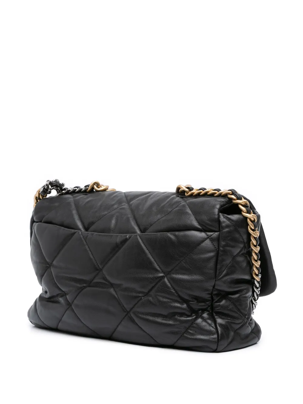 Pre-owned Chanel 2019 Maxi Lambskin 19 Flap Satchel In Black