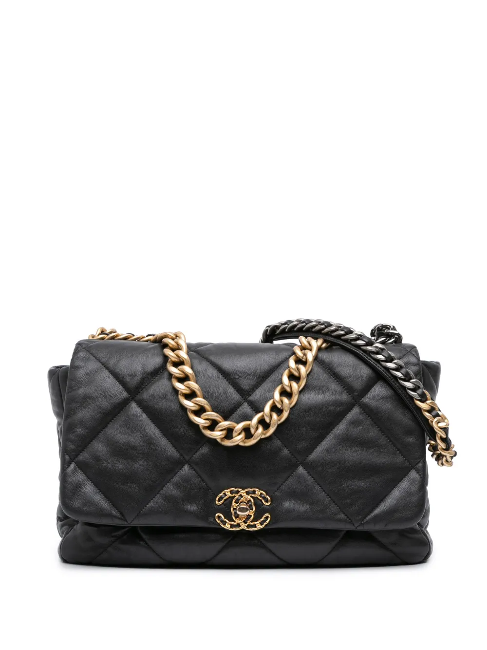 CHANEL Pre-Owned 2019 Maxi Lambskin 19 Flap satchel | Black | Image 1