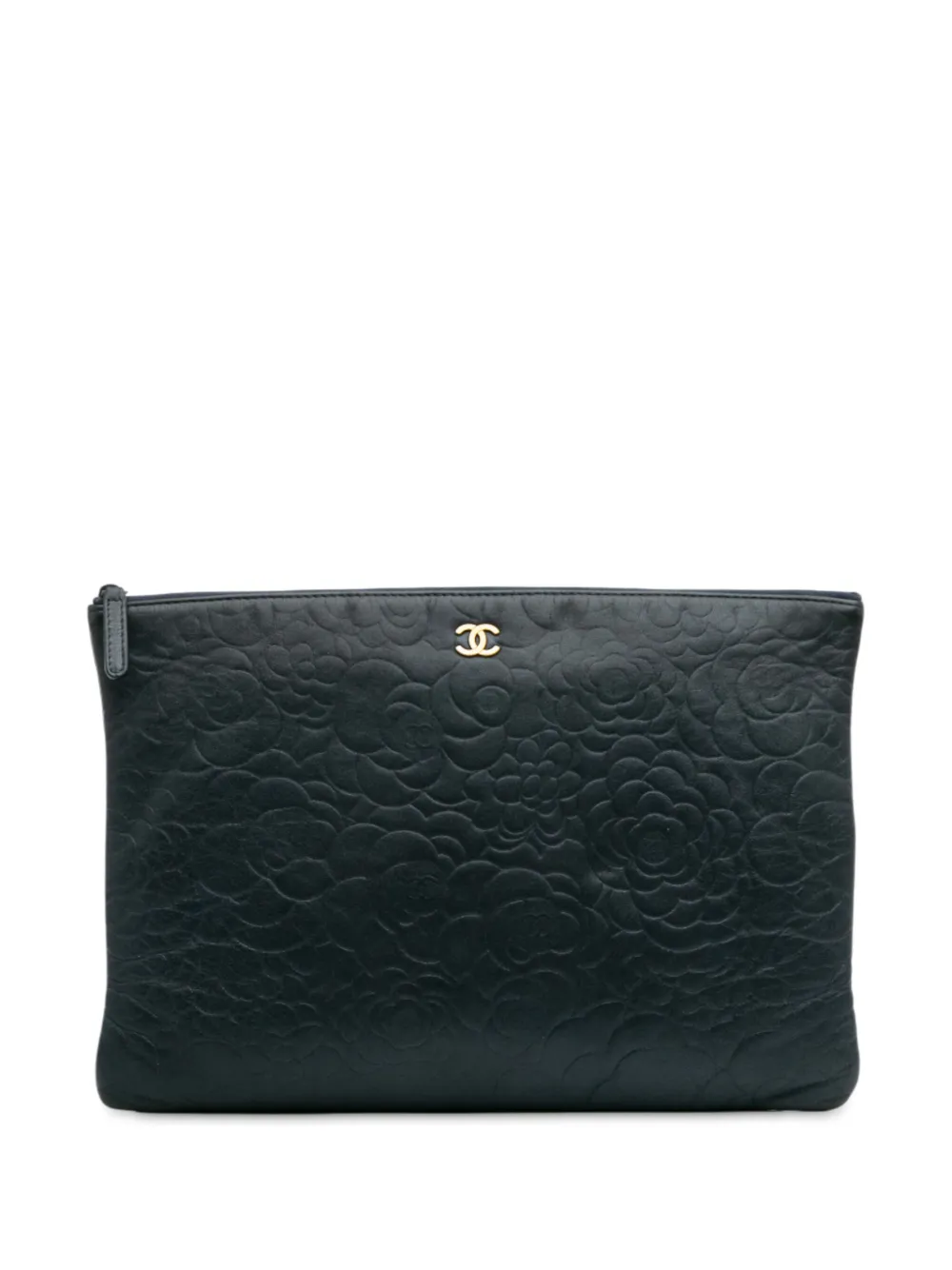 CHANEL Pre-Owned 2013-2014 große Camellia O Case Clutch mit CC-Prägung | Blau | Image 1