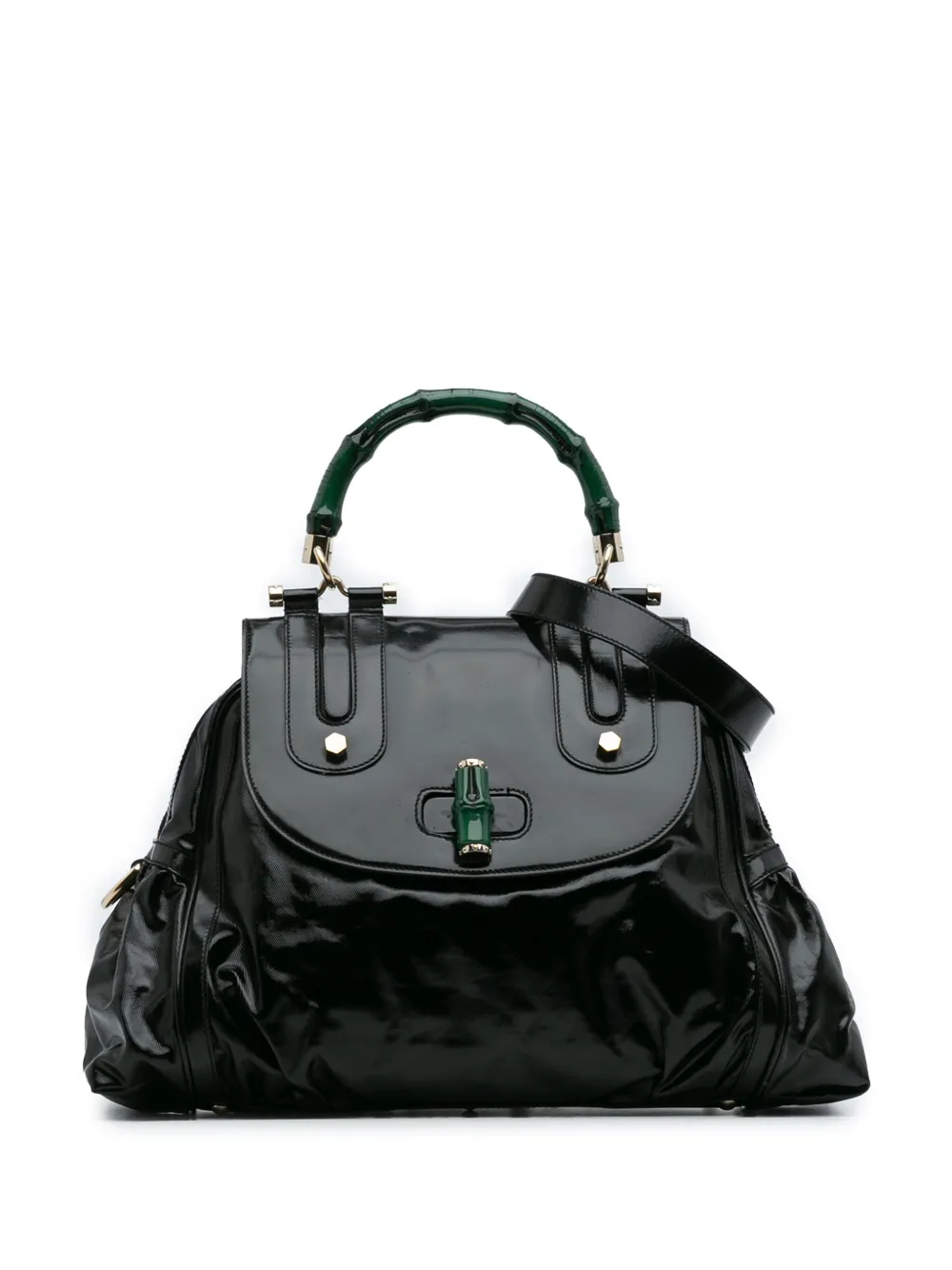 Gucci Pre-Owned 2016-2025 Dialux Pop Coated Canvas Bamboo Top Handle Bag satchel - Verde