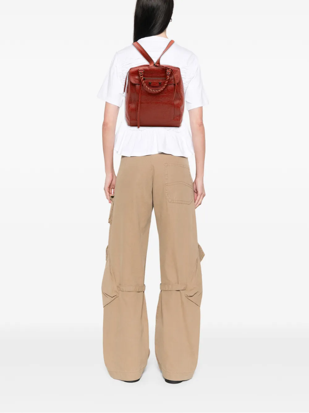 Pre-owned Balenciaga 2014 Lambskin Motocross Classic Traveler Convertible Backpack In Red