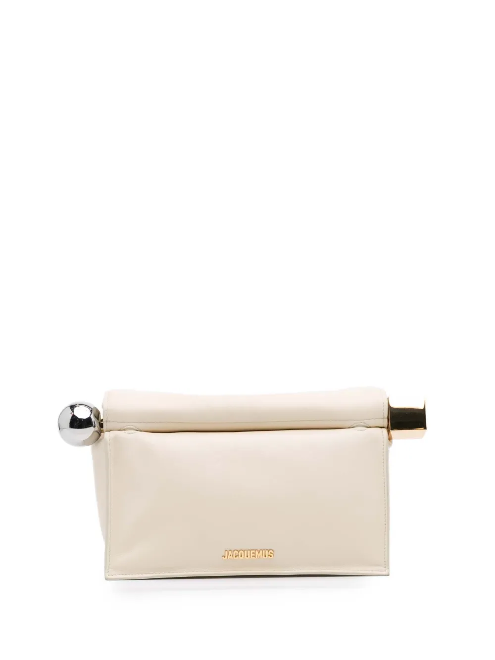 Pre-owned Jacquemus 2010-2025 Smooth Calfskin La Pochette Rond Carre Clutch Bag In White