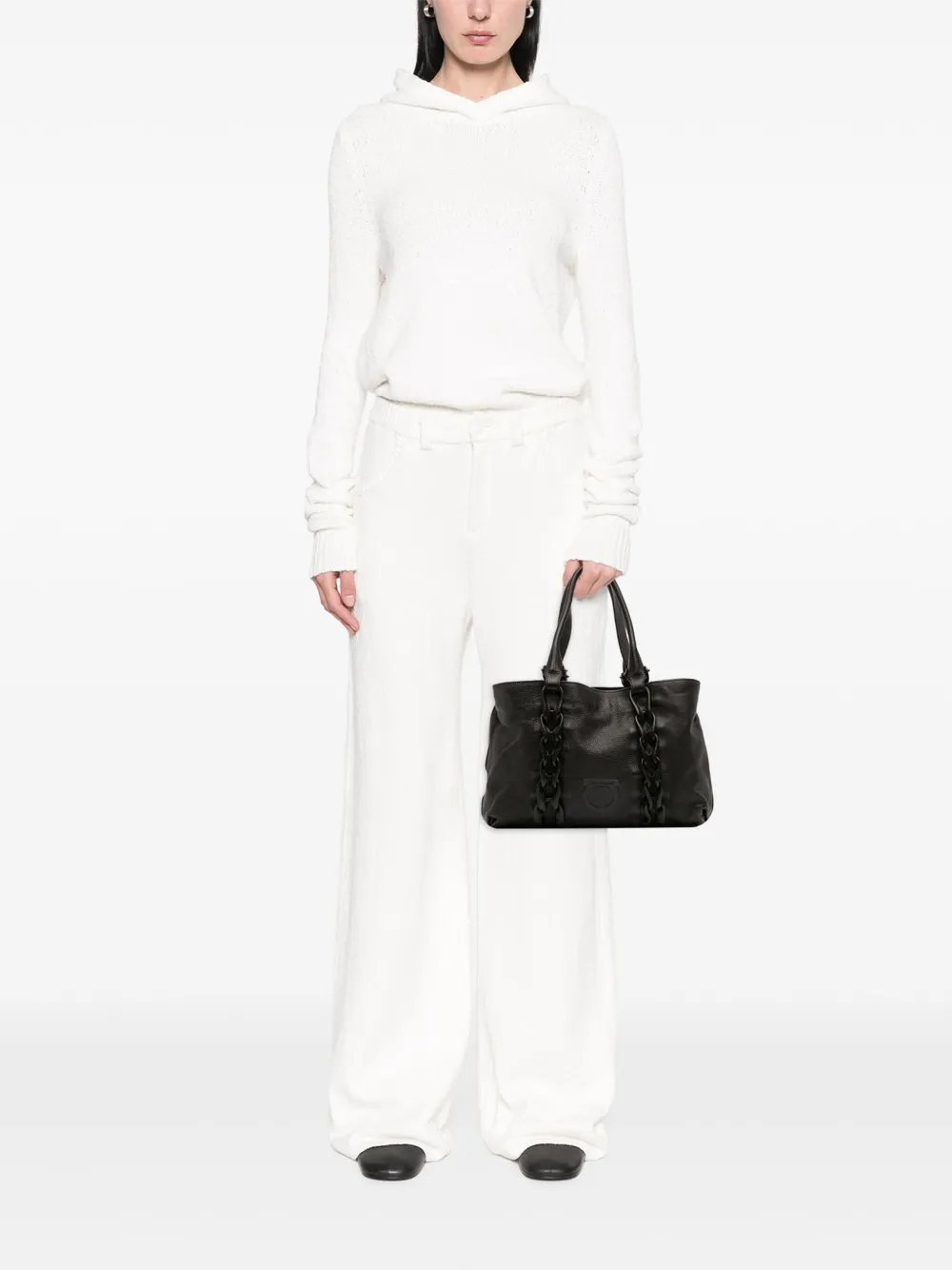 Ferragamo Pre-Owned Gancini flätad totebag i läder från 2000-2025 | svart | Image 1