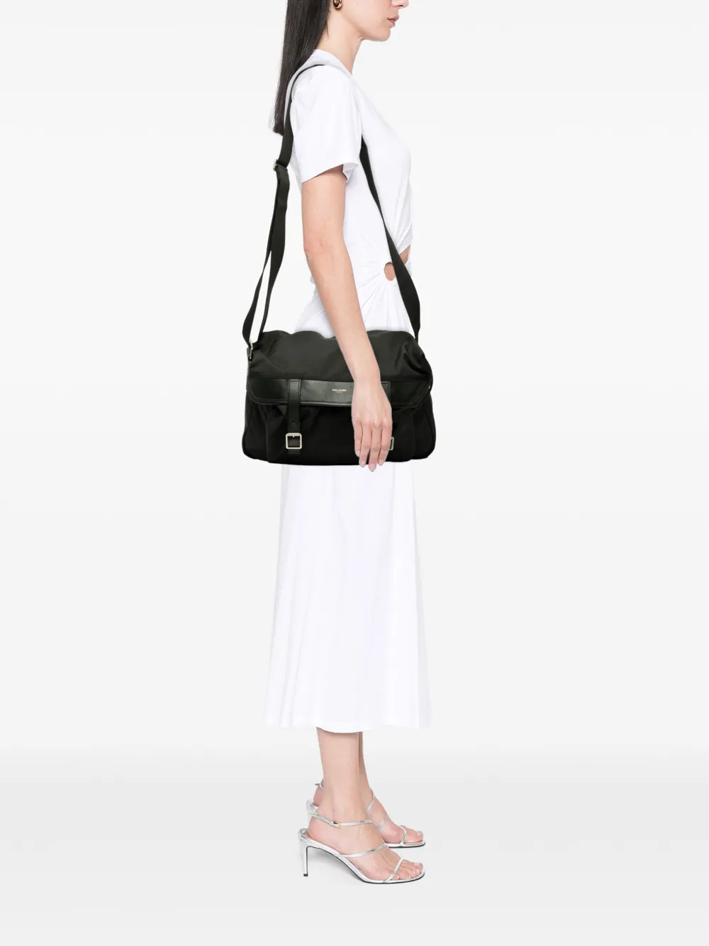 Pre-owned Saint Laurent 2014 Canvas Hunting Buckle Messenger Bag Crossbody Bag In Black
