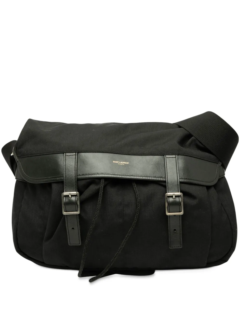 Pre-owned Saint Laurent 2014 Canvas Hunting Buckle Messenger Bag Crossbody Bag In Black