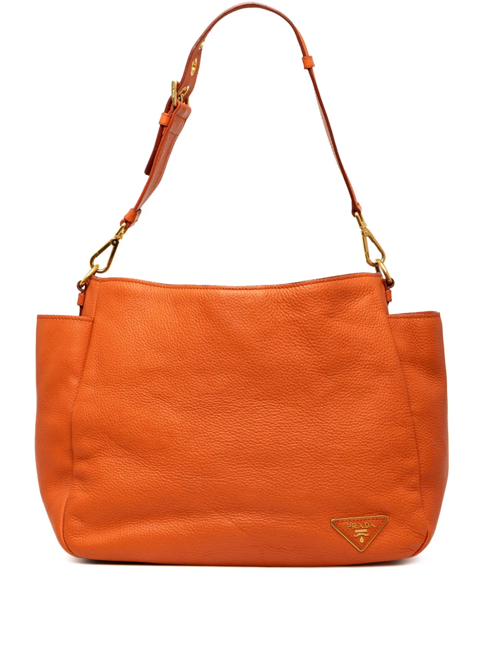 Prada Pre-Owned 2000-2025 ヴィッテロ ダイノ サイドポケット ショルダーバッグ - オレンジ Prada Pre-Owned 2000-2025 ヴィッテロ ダイノ サイドポケット ショルダーバッグ - オレンジ