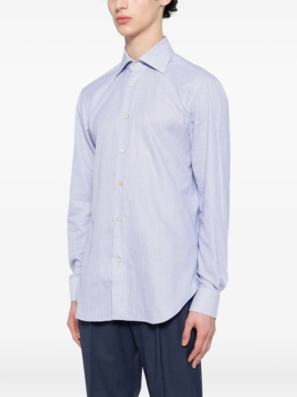 Kiton Gestreept overhemd Blauw