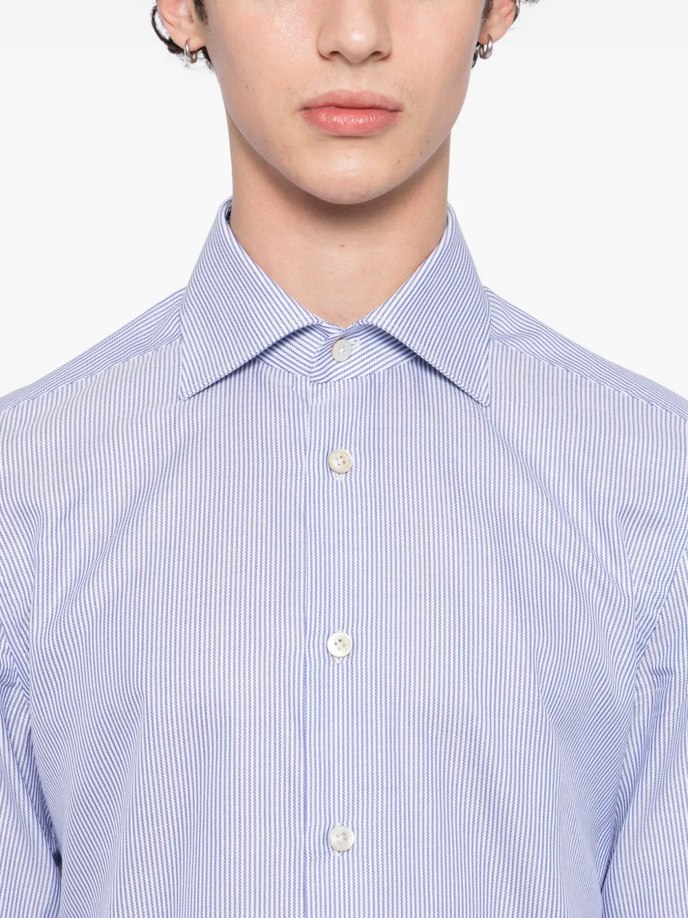 Kiton Gestreept overhemd Blauw