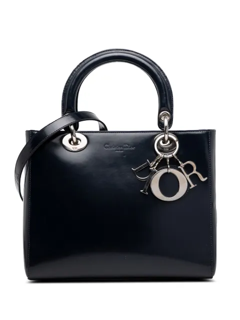 Christian Dior Pre-Owned 2000-2025 mittelgroßeGlazed Lady Dior Satchel-Tasche aus glasiertem Kalbsleder