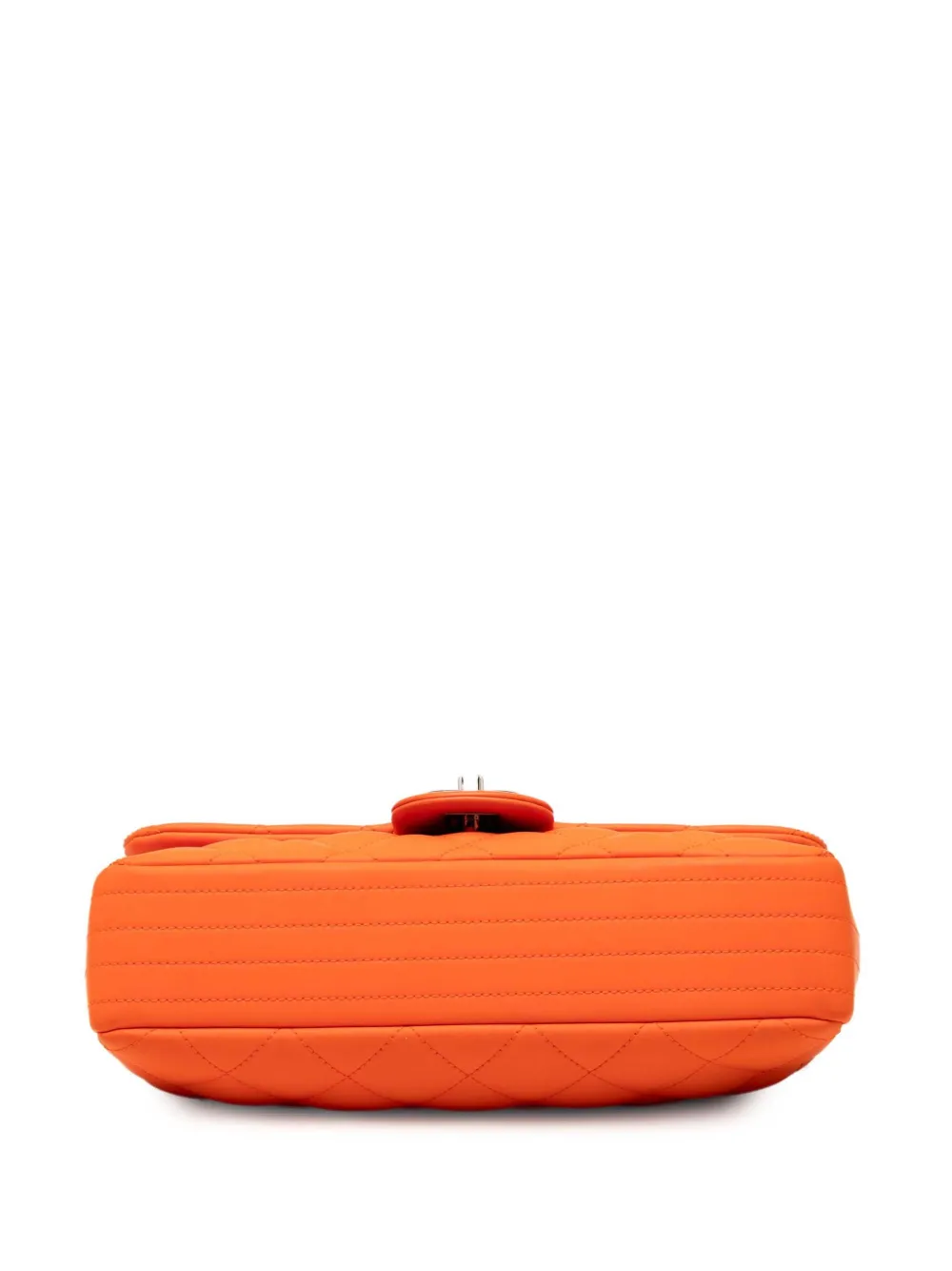 Pre-owned Chanel 2016-2017 Medium Quilted Lambskin Rubber Coco Rain Flap Shoulder Bag In Orange