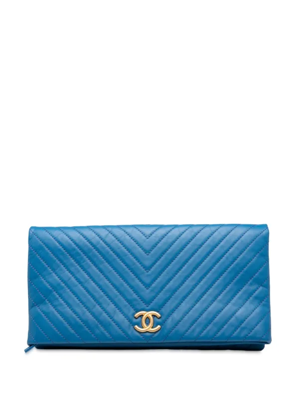 CHANEL Pre-Owned 2018 CC Chevron Lambskin Fold Over Clutch