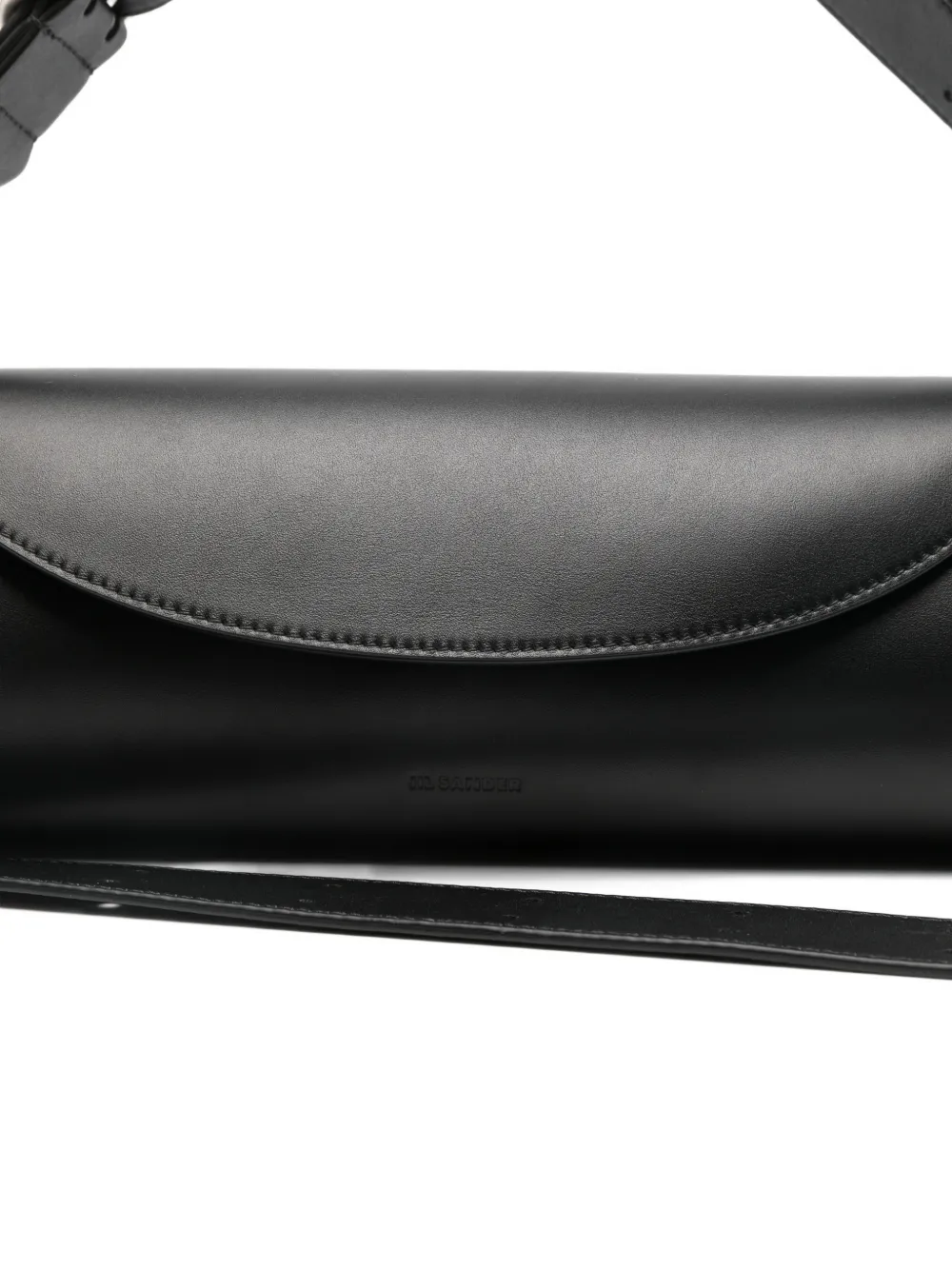 Jil Sander Cannolo kleine leren crossbodytas Zwart