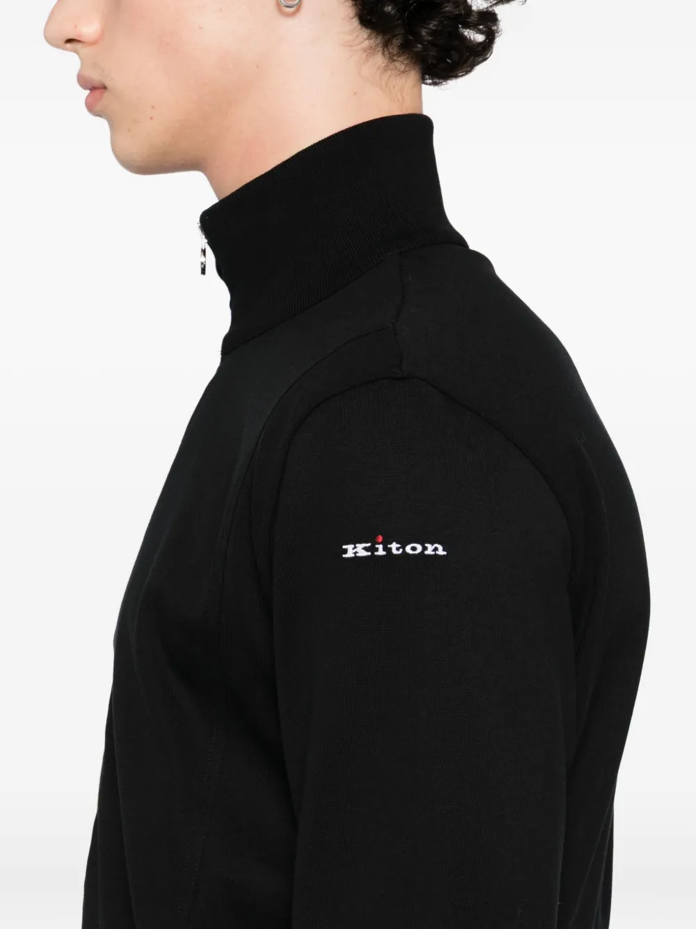 Kiton Broek set met geborduurd logo Zwart