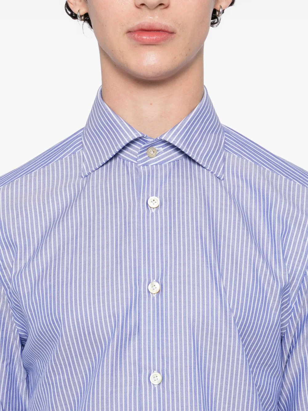 Kiton Gestreept overhemd Blauw