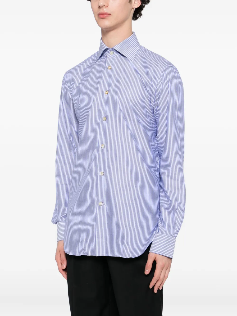 Kiton Gestreept overhemd Blauw