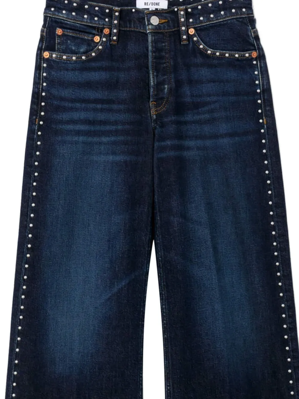 RE/DONE Studded Wide Leg Denim - Blauw