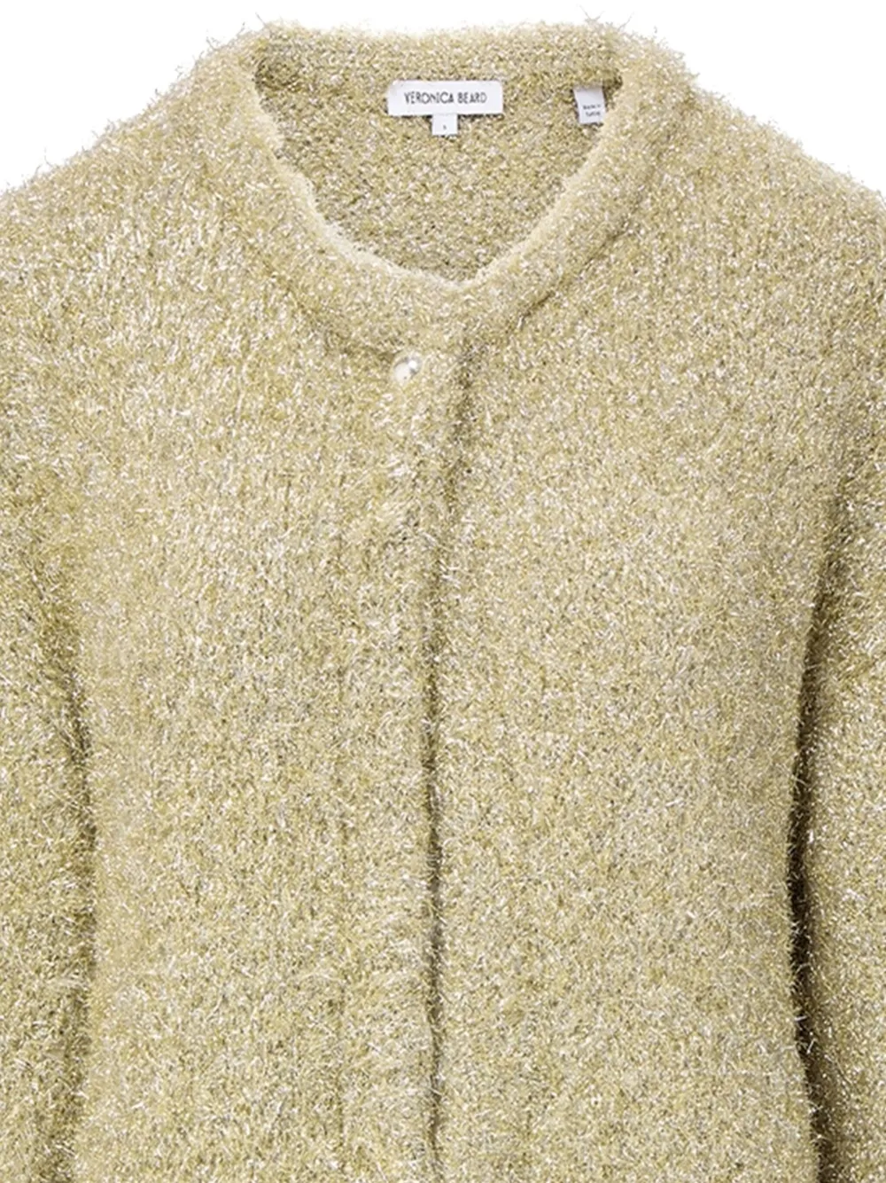 Veronica Beard Rozan Metallic-knit Cardigan In Green