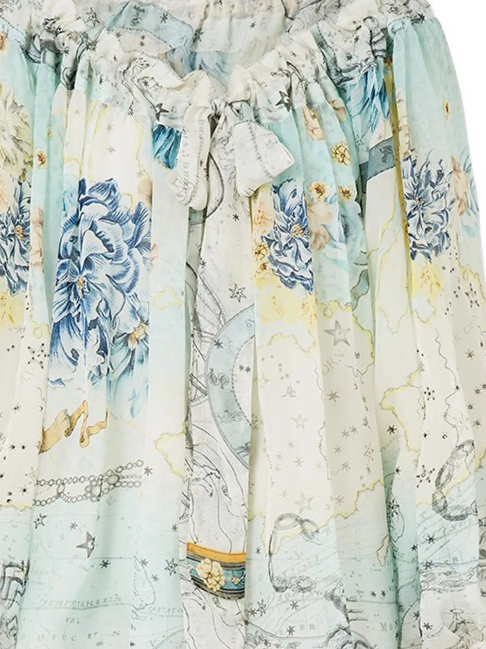 Camilla gathered round-neck blouse - Wit