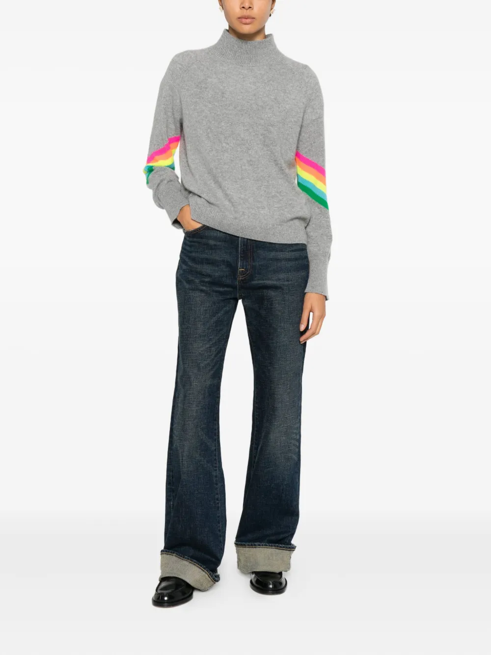 FROM FUTURE rainbow stripe high-neck sweater | Knitted Sweaters | Image 2