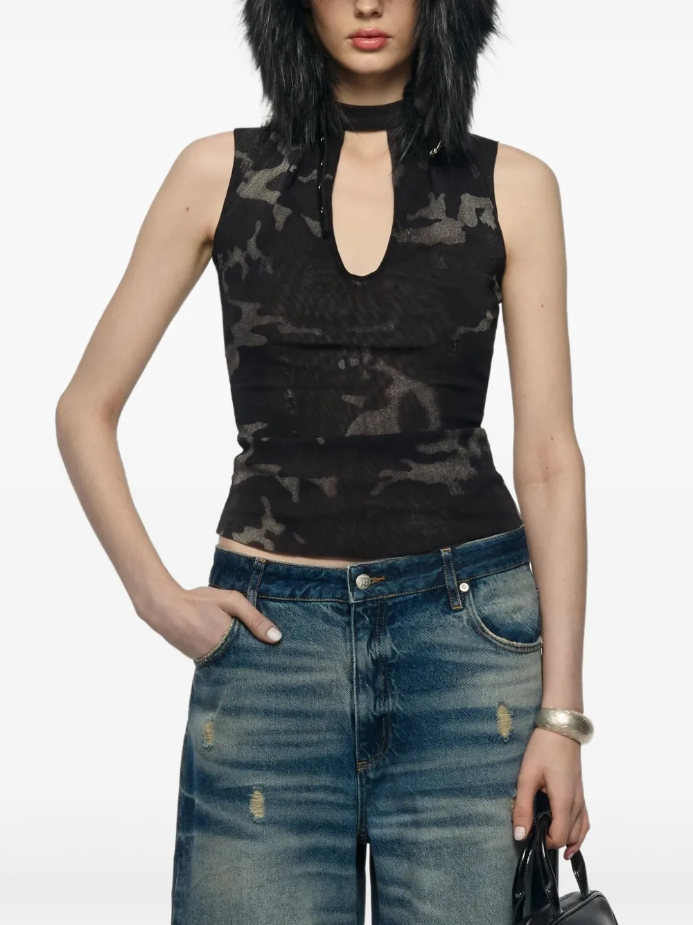 MISBHV camo mesh tank top | Black | Image 1