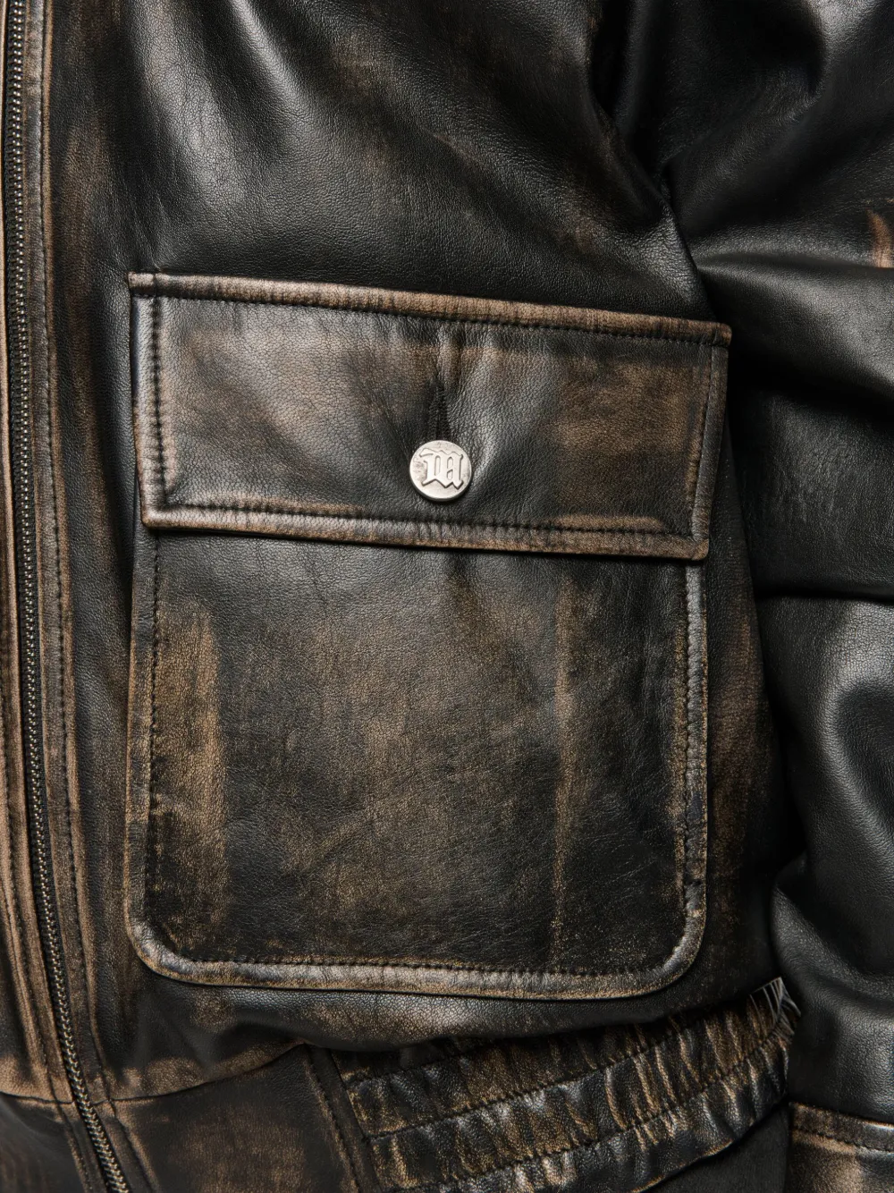 Misbhv Front-pocket Leather Jacket In Black