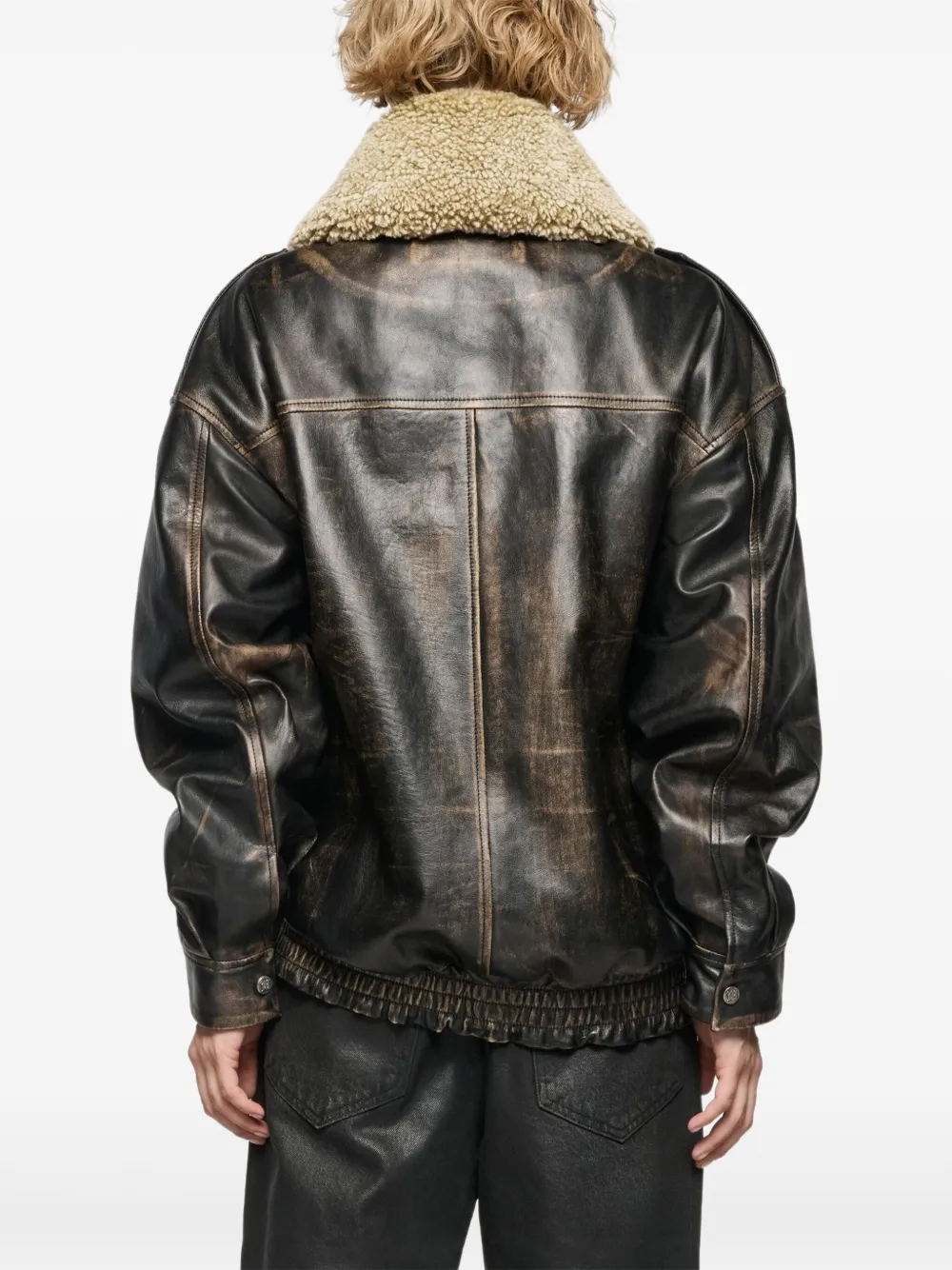 Misbhv Front-pocket Leather Jacket In Black