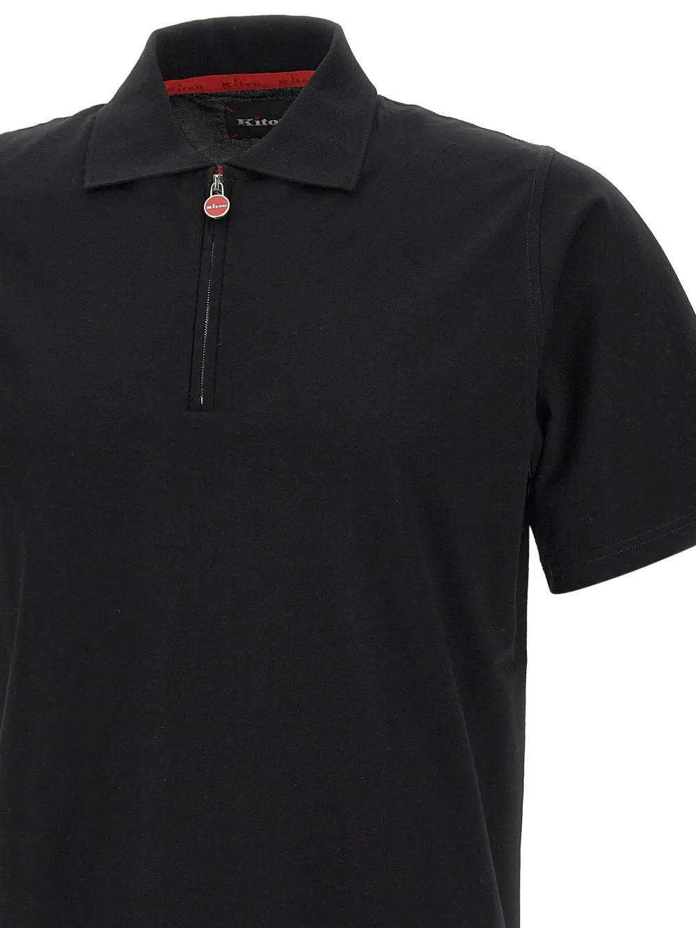 Kiton Poloshirt met halve rits Zwart